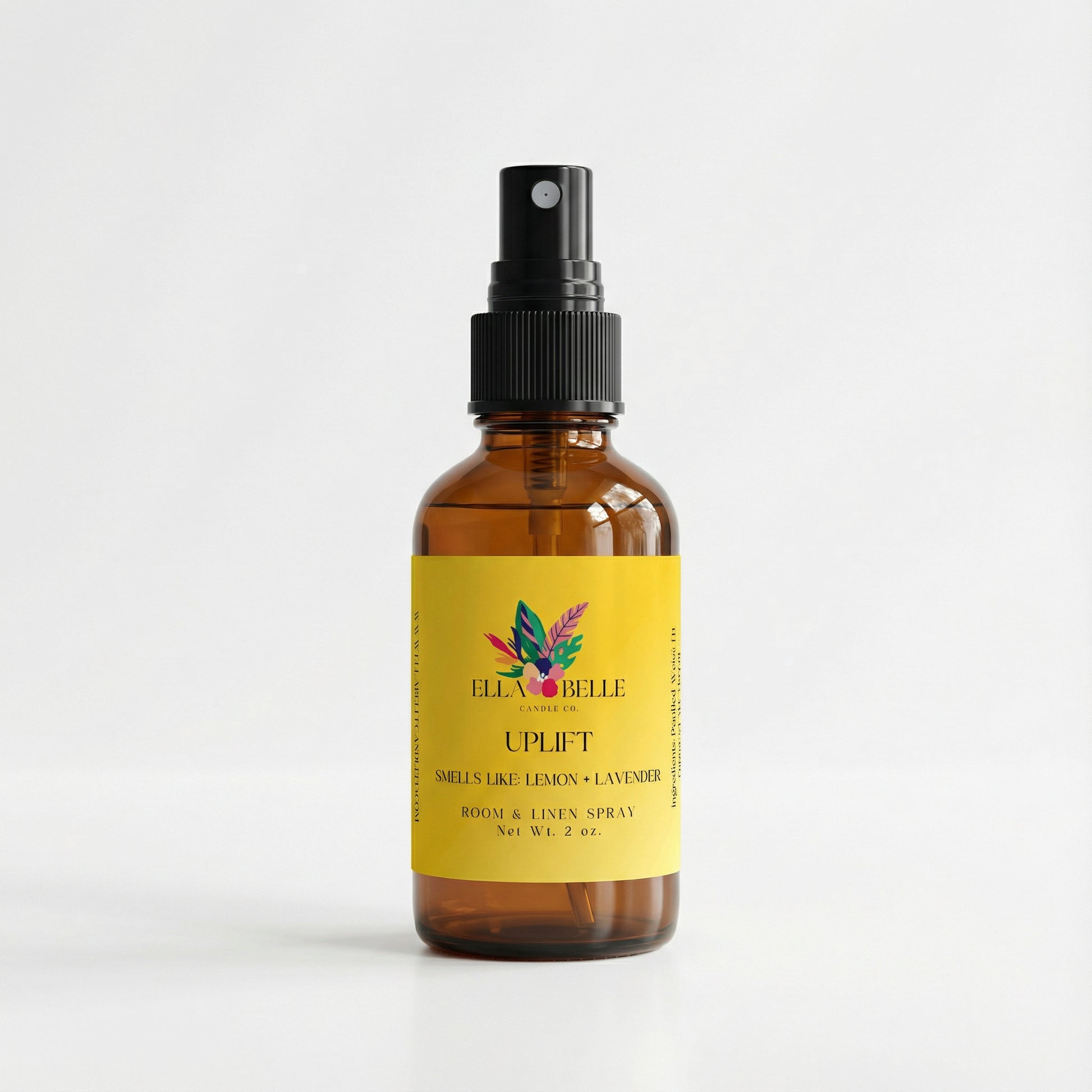 Brown glass bottle with yellow label on a white background