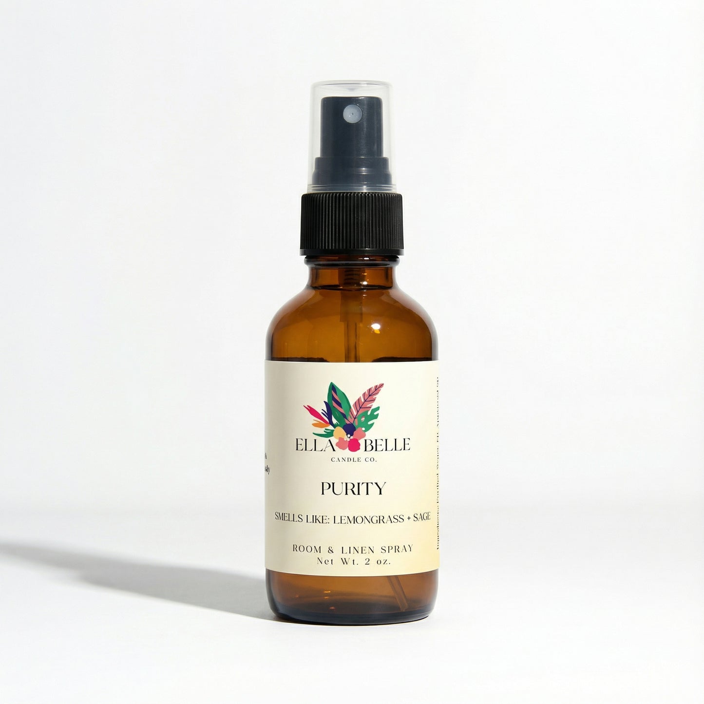Brown spray bottle with a label on a white background